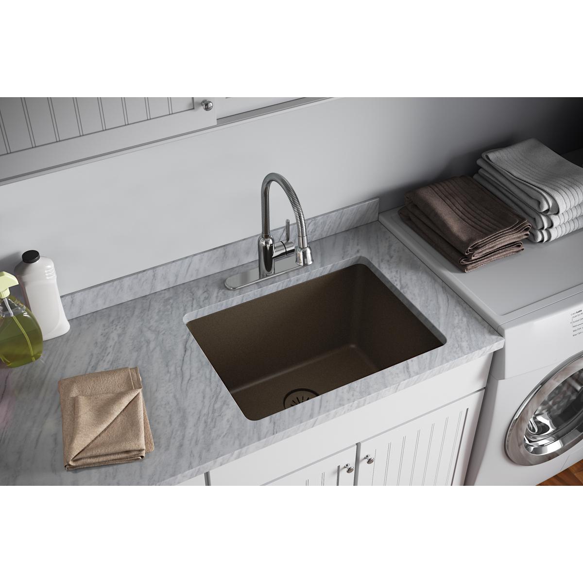 Elkay Quartz Perfect Drain 3-1/2" Removable Polymer Basket Strainer and Rubber Stopper Mocha, LKPDQSMC
