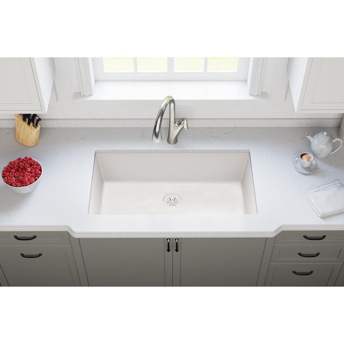 Elkay Quartz Perfect Drain 3-1/2" Removable Polymer Basket Strainer and Rubber Stopper Ricotta, LKPDQSRT