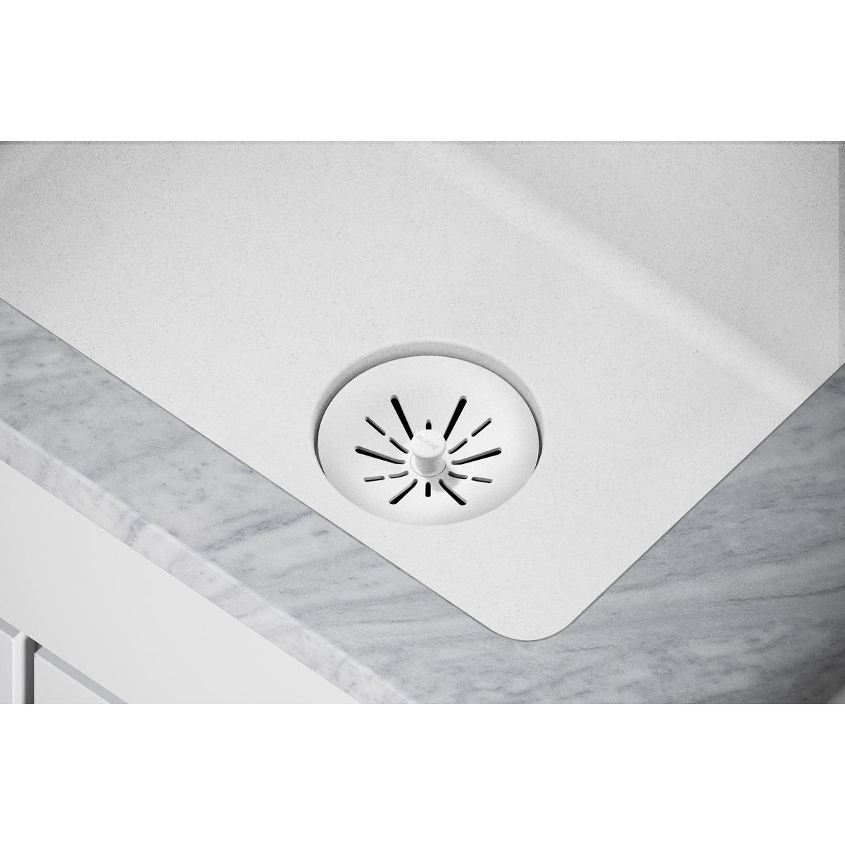 Elkay Quartz Perfect Drain 3-1/2" Removable Polymer Basket Strainer and Rubber Stopper White, LKPDQSWH