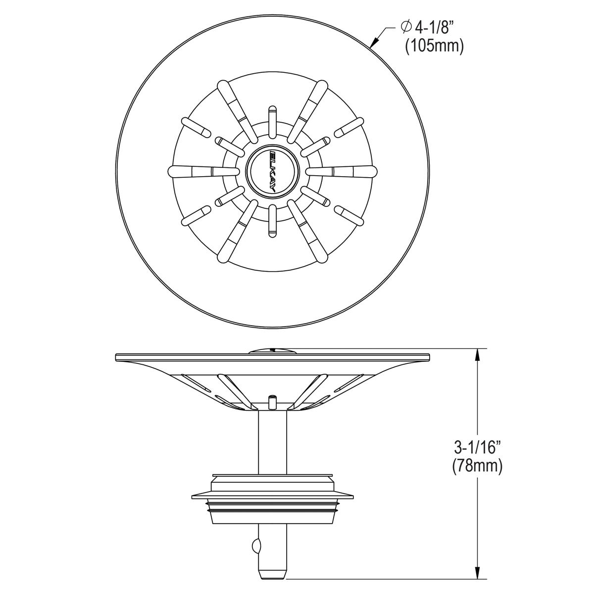 Elkay Quartz Perfect Drain 3-1/2" Removable Polymer Basket Strainer and Rubber Stopper Parchment, LKPDQSPA