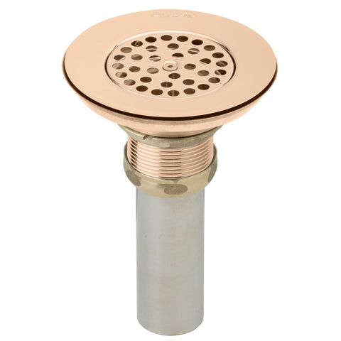 Elkay 3-1/2" Drain CuVerro antimicrobial copper Body Vandal-resistant Strainer and Tailpiece, LKVR18-CU