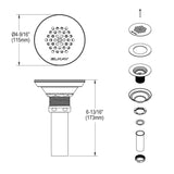 Elkay 3-1/2" Drain Type 304 Stainless Steel Body Vandal Resistant Grid Strainer, LKVR18B