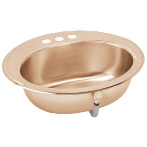 Alternate Image for Elkay 20" Round Drop In/Topmount CuVerro Antimicrobial Copper ADA Bathroom Sink, Lustrous Satin, 1 Faucet Hole, LLVR19161-CU
