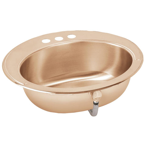 Elkay 20" Round Drop In/Topmount CuVerro Antimicrobial Copper ADA Bathroom Sink, Lustrous Satin, 1 Faucet Hole, LLVR19161-CU