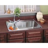 Elkay Lustertone Classic 33" Drop In/Topmount Stainless Steel Kitchen Sink, 30/70 Double Bowl, Lustrous Satin, MR2 Faucet Holes, LMR3322MR2