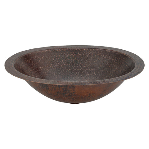 Premier Copper Products 15" x 11" Oval Dual - Undermount or Drop In Copper Bathroom Sink, Oil Rubbed Bronze, 17 Gauge, LO15FDB