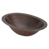 Premier Copper Products 15" x 11" Oval Dual - Undermount or Drop In Copper Bathroom Sink, Oil Rubbed Bronze, 17 Gauge, LO15FDB