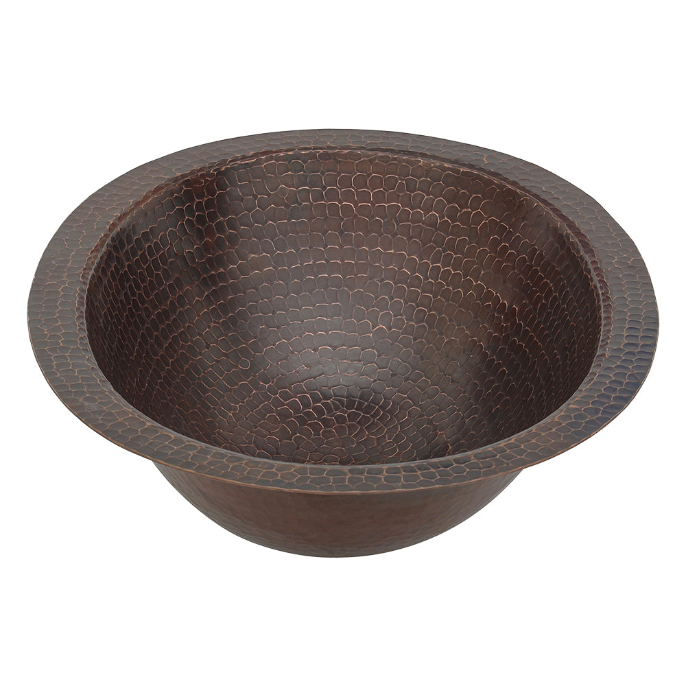 Premier Copper Products 15" x 11" Oval Dual - Undermount or Drop In Copper Bathroom Sink, Oil Rubbed Bronze, 17 Gauge, LO15FDB
