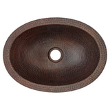 Premier Copper Products 15" x 11" Oval Dual - Undermount or Drop In Copper Bathroom Sink, Oil Rubbed Bronze, 17 Gauge, LO15FDB