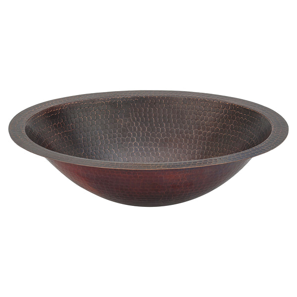 Main Image of Premier Copper Products 17" Oval Copper Bathroom Sink, Oil Rubbed Bronze, LO17FDB