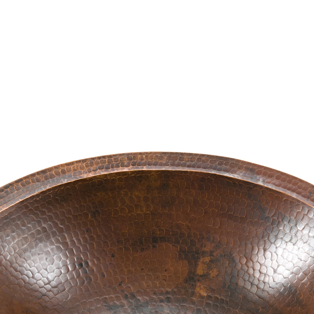 Alternate Image for Premier Copper Products 17" Oval Under Counter Hammered Copper Bathroom Sink, Matching Drain and Accessories, Oil Rubbed Bronze, BSP5_LO17FDB-P