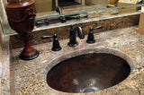 Installation Image of Premier Copper Products 17" Oval Copper Bathroom Sink, Oil Rubbed Bronze, LO17FDB