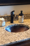 Installation Image of Premier Copper Products 17" Oval Copper Bathroom Sink, Oil Rubbed Bronze, LO17FDB