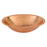 Premier Copper Products 17" Oval Under Counter Hammered Copper Bathroom Sink in Polished Copper, Matching Drain and Accessories, BSP5_LO17FPC-P