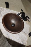 Installation Image of Premier Copper Products 17" Oval Copper Bathroom Sink, Oil Rubbed Bronze, LO17RDB