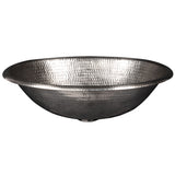 Premier Copper Products 17" Oval Self Rimming Hammered Copper Bathroom Sink in Nickel, Matching Drain and Accessories, BSP5_LO17REN-P