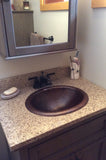 Installation Image of Premier Copper Products 18" Oval Copper Bathroom Sink, Oil Rubbed Bronze, LO18RDB