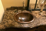 Installation Image of Premier Copper Products 18" Oval Copper Bathroom Sink, Oil Rubbed Bronze, LO18RDB