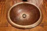 Installation Image of Premier Copper Products 18" Oval Copper Bathroom Sink, Oil Rubbed Bronze, LO18RDB