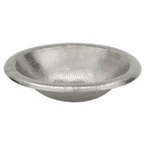 Premier Copper Products 18" x 15" Oval Drop In/Surface Mount Copper Bathroom Sink, Nickel Plated Copper, 17 Gauge, LO18REN