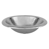 Premier Copper Products 18" Wide Rim Oval Self Rimming Hammered Copper Bathroom Sink in Nickel, Matching Drain and Accessories, Nickel Plated Copper, BSP5_LO18REN-P