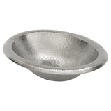 Premier Copper Products 18" x 15" Oval Drop In/Surface Mount Copper Bathroom Sink, Nickel Plated Copper, 17 Gauge, LO18REN