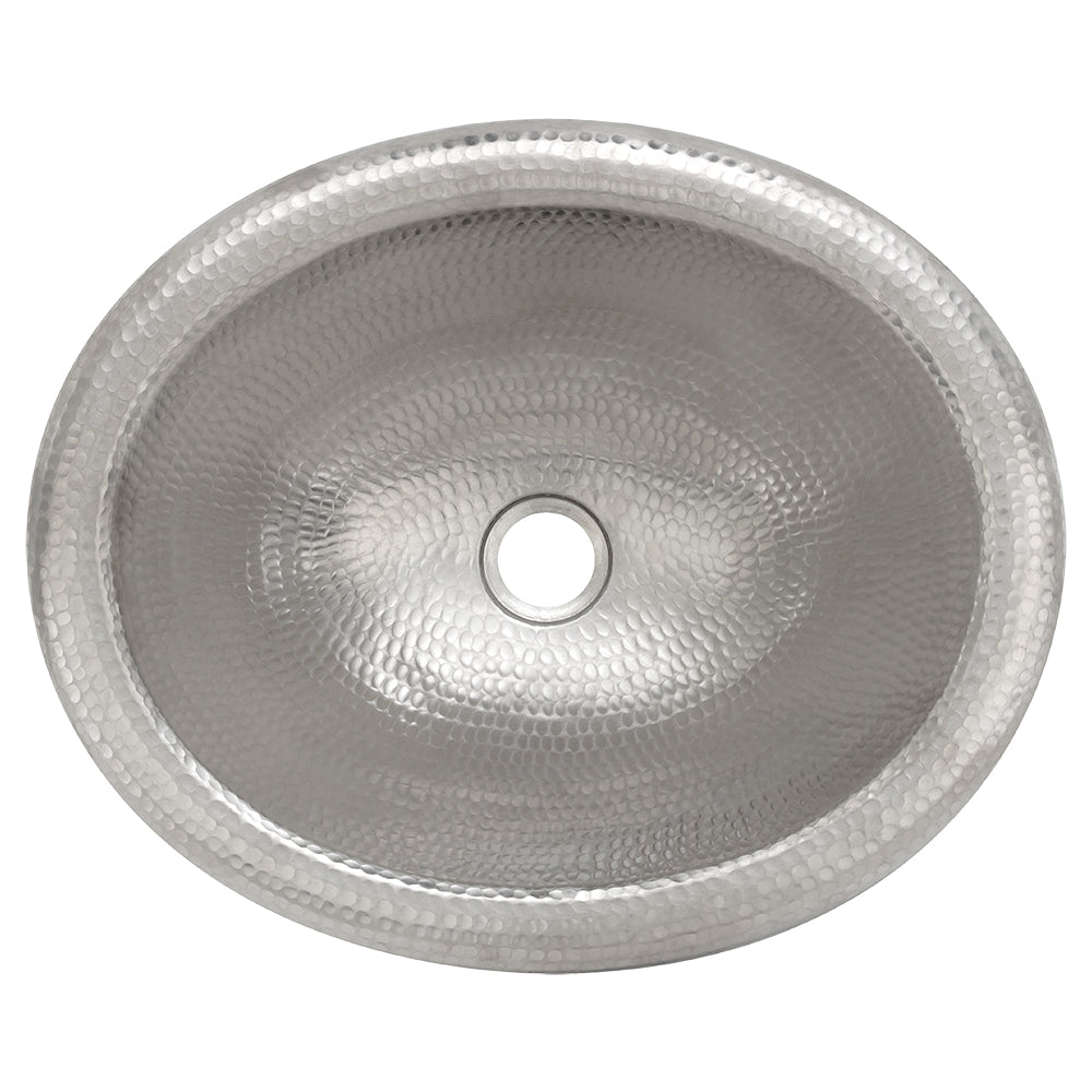 Alternate Image for Premier Copper Products 18" x 15" Oval Drop In/Surface Mount Copper Bathroom Sink, Nickel Plated Copper, 17 Gauge, LO18REN