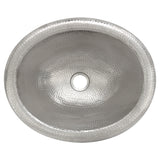 Premier Copper Products 18" x 15" Oval Drop In/Surface Mount Copper Bathroom Sink, Nickel Plated Copper, 17 Gauge, LO18REN