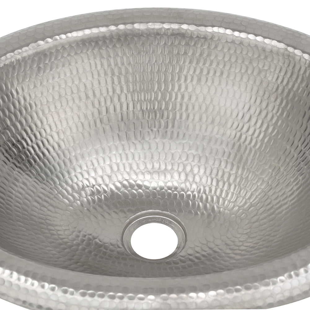 Alternate Image for Premier Copper Products 18" x 15" Oval Drop In/Surface Mount Copper Bathroom Sink, Nickel Plated Copper, 17 Gauge, LO18REN