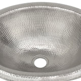 Premier Copper Products 18" x 15" Oval Drop In/Surface Mount Copper Bathroom Sink, Nickel Plated Copper, 17 Gauge, LO18REN