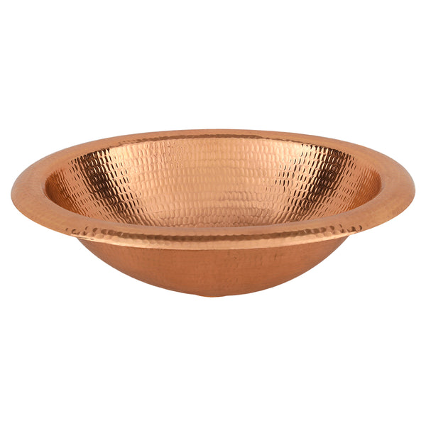 Premier Copper Products 18" x 15" Oval Drop In/Surface Mount Copper Bathroom Sink, Polished Copper, 17 Gauge, LO18RPC