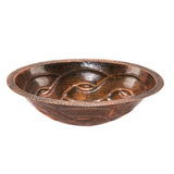 Premier Copper Products 19" Oval Braid Under Counter Hammered Copper Bathroom Sink, Matching Drain and Accessories, Oil Rubbed Bronze, BSP5_LO19FBDDB-P