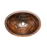 Premier Copper Products 19" Oval Braid Under Counter Hammered Copper Bathroom Sink, Matching Drain and Accessories, Oil Rubbed Bronze, BSP5_LO19FBDDB-P