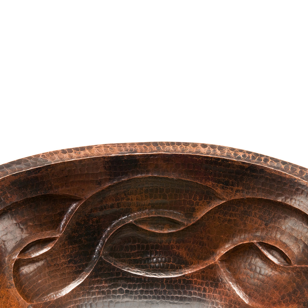 Premier Copper Products 19" Oval Braid Under Counter Hammered Copper Bathroom Sink, Matching Drain and Accessories, Oil Rubbed Bronze, BSP5_LO19FBDDB-P