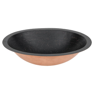 Alternate Image for Premier Copper Products 19" x 14" Oval Dual - Undermount or Drop In Copper Bathroom Sink, Glazed Black, 17 Gauge, LO19FBLK