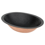 Premier Copper Products 19" x 14" Oval Dual - Undermount or Drop In Copper Bathroom Sink, Glazed Black, 17 Gauge, LO19FBLK