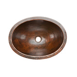 Premier Copper Products 19" Oval Under Counter Hammered Copper Bathroom Sink, Matching Drain and Accessories, Oil Rubbed Bronze, BSP5_LO19FDB-P