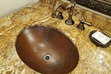 Installation Image of Premier Copper Products 19" Oval Copper Bathroom Sink, Oil Rubbed Bronze, LO19FDB