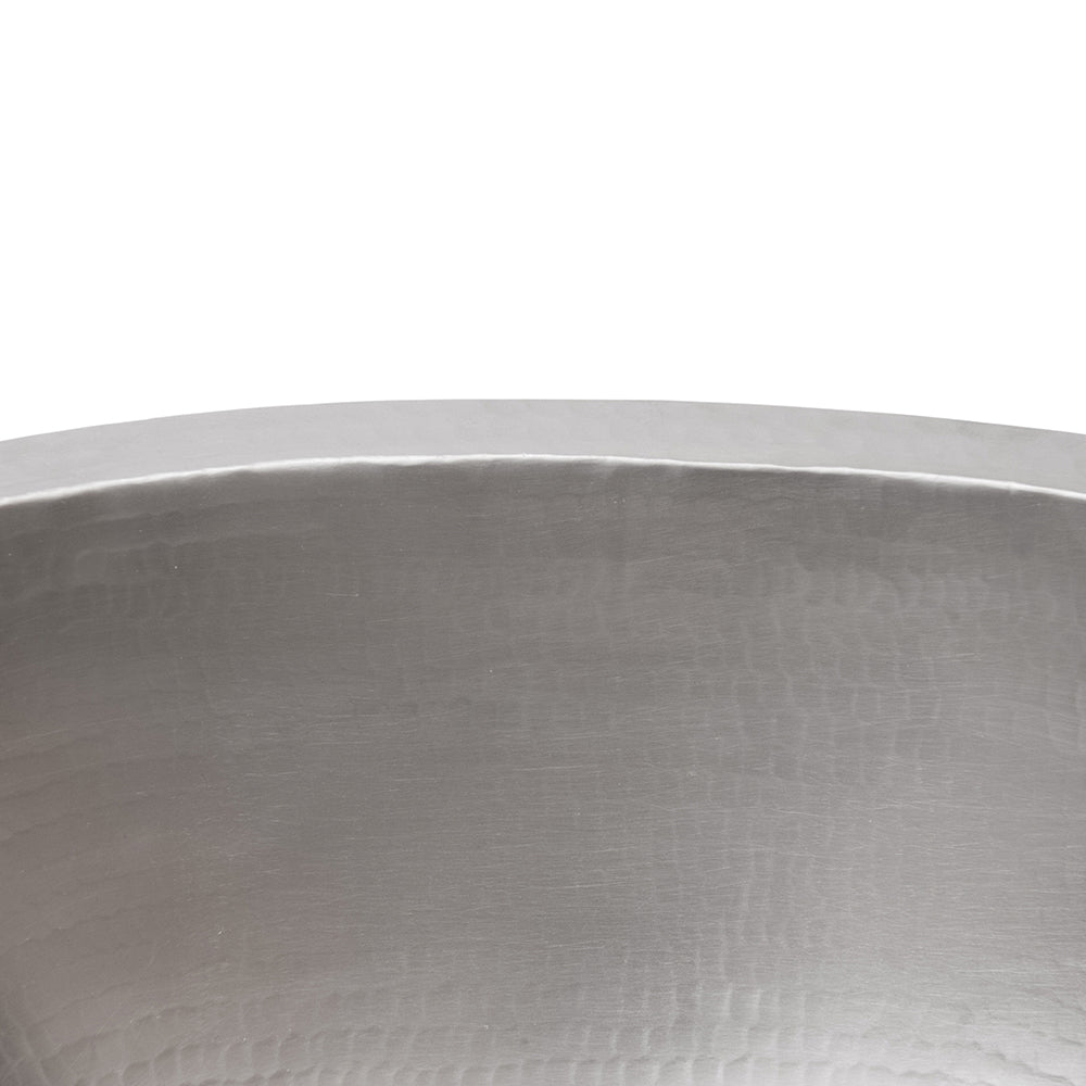 Premier Copper Products 19" Oval Under Counter Hammered Copper Bathroom Sink in Nickel, Matching Drain and Accessories, BSP5_LO19FEN-P