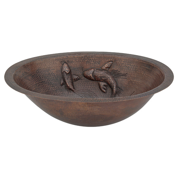 Main Image of Premier Copper Products 19" Oval Copper Bathroom Sink, Oil Rubbed Bronze, LO19FKOIDB