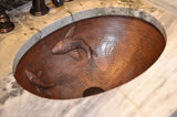 Installation Image of Premier Copper Products 19" Oval Copper Bathroom Sink, Oil Rubbed Bronze, LO19FKOIDB