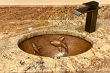 Installation Image of Premier Copper Products 19" Oval Copper Bathroom Sink, Oil Rubbed Bronze, LO19FKOIDB