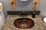 Installation Image of Premier Copper Products 19" Oval Copper Bathroom Sink, Oil Rubbed Bronze, LO19FKOIDB