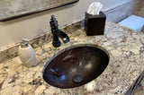 Installation Image of Premier Copper Products 19" Oval Copper Bathroom Sink, Oil Rubbed Bronze, LO19FKOIDB