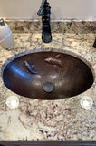 Installation Image of Premier Copper Products 19" Oval Copper Bathroom Sink, Oil Rubbed Bronze, LO19FKOIDB