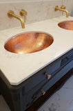 Installation Image of Premier Copper Products 19" Oval Copper Bathroom Sink, Polished Copper, LO19FPC