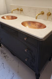 Installation Image of Premier Copper Products 19" Oval Copper Bathroom Sink, Polished Copper, LO19FPC