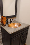 Installation Image of Premier Copper Products 19" Oval Copper Bathroom Sink, Polished Copper, LO19FPC