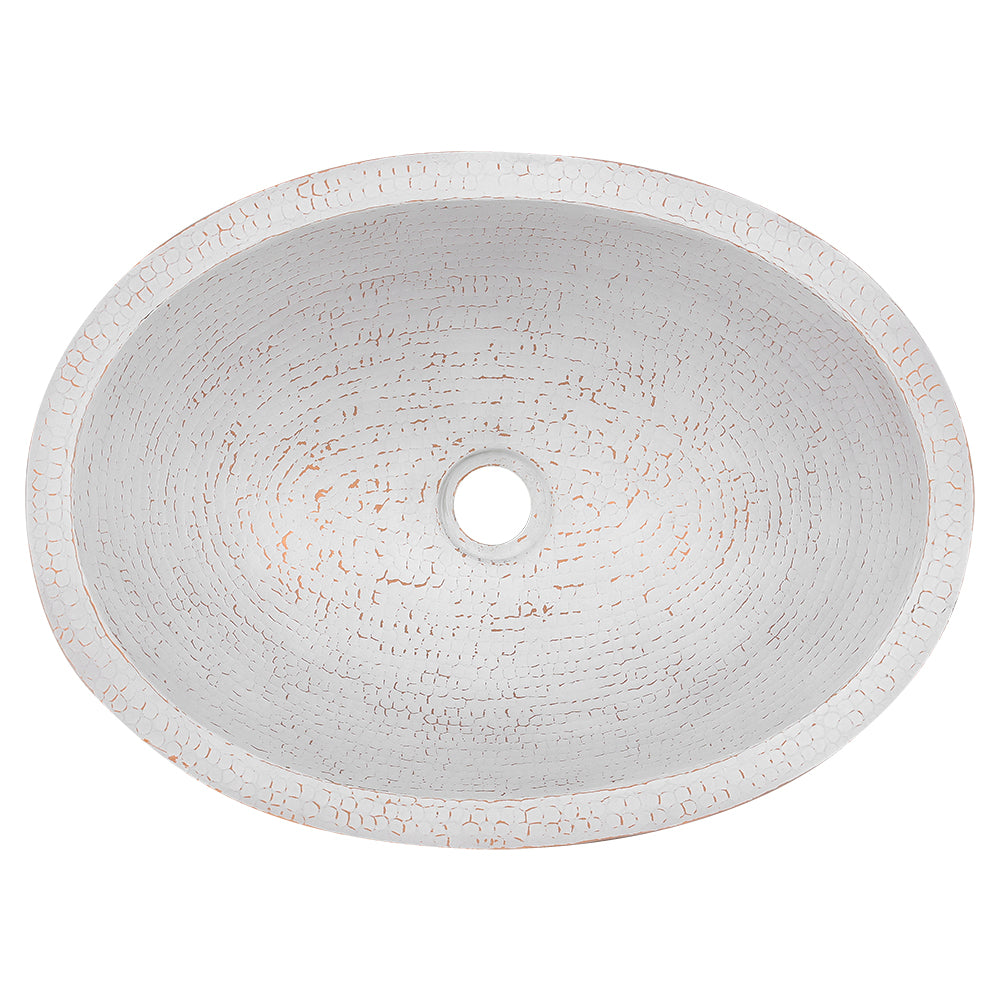 Premier Copper Products 19" x 14" Oval Dual - Undermount or Drop In Copper Bathroom Sink, Glazed White, 17 Gauge, LO19FWHT