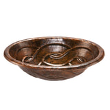 Premier Copper Products 19" Oval Braid Self Rimming Hammered Copper Bathroom Sink, Matching Drain and Accessories, Oil Rubbed Bronze, BSP5_LO19RBDDB-P